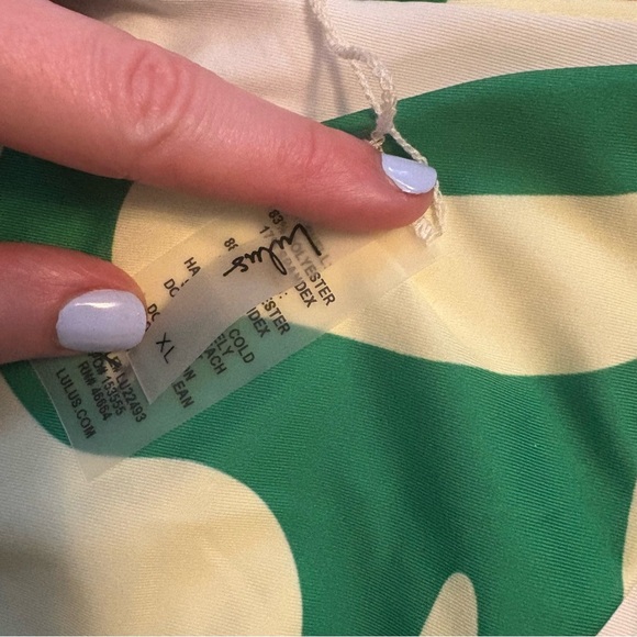 Lulus Beachy Bestie Green & Yellow Abstract Side Tie Bikini Bottoms Size XL NWT - Picture 5 of 6